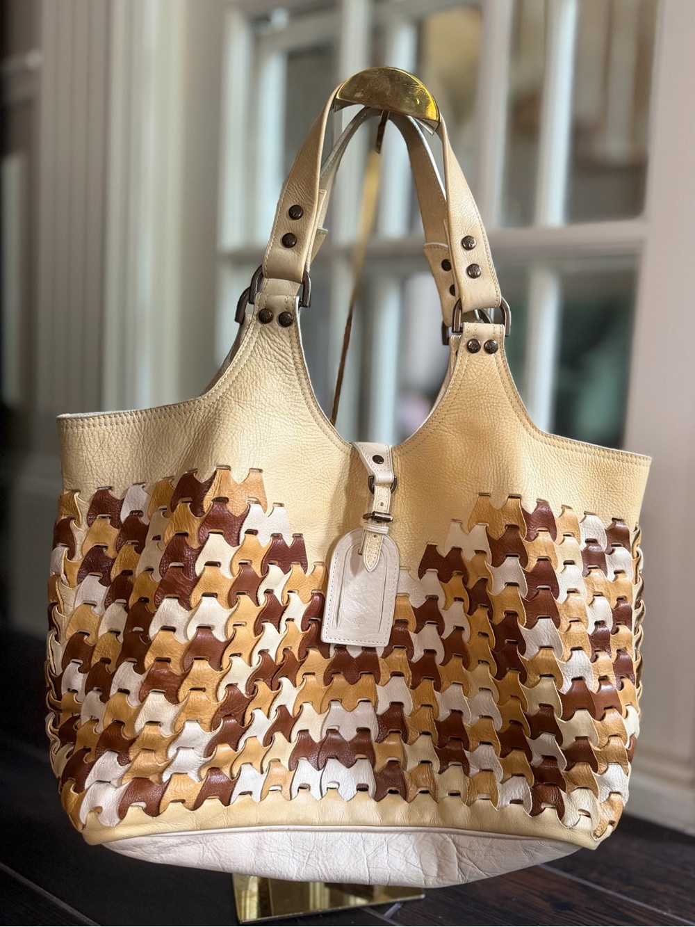 Vintage Mulberry Ayler Rio Large Interwoven Leather Tote